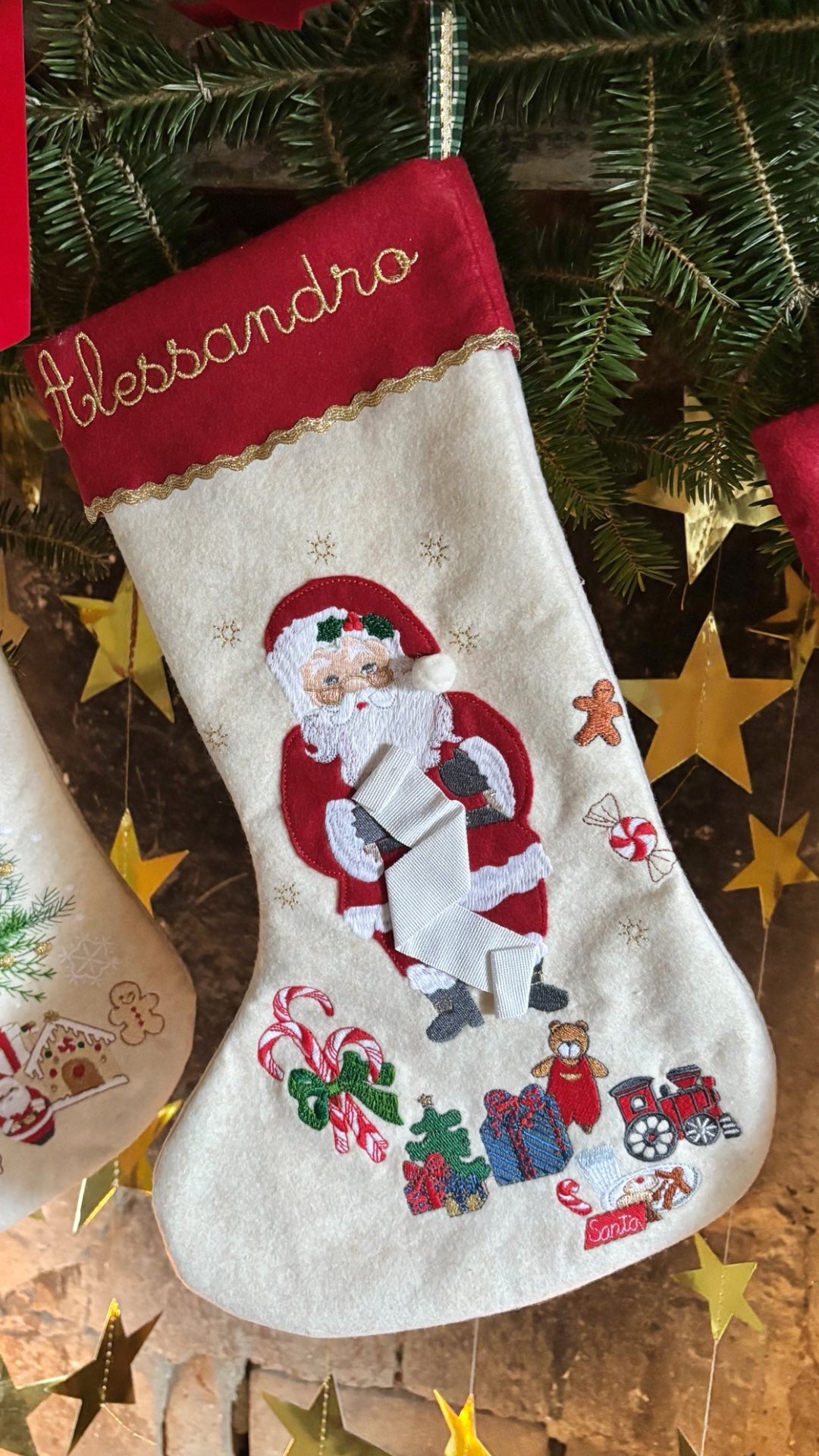 Calza Natalizia in Lana | Personalizzata | Babbo Natale| Embroidery store Letizia