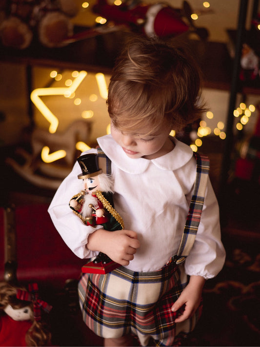 Bloomer mit Schurwoll-Tartan-Hosenträgern für Kinder ( 3 Monate - 24 Monate ) | Embroidery Store Letizia