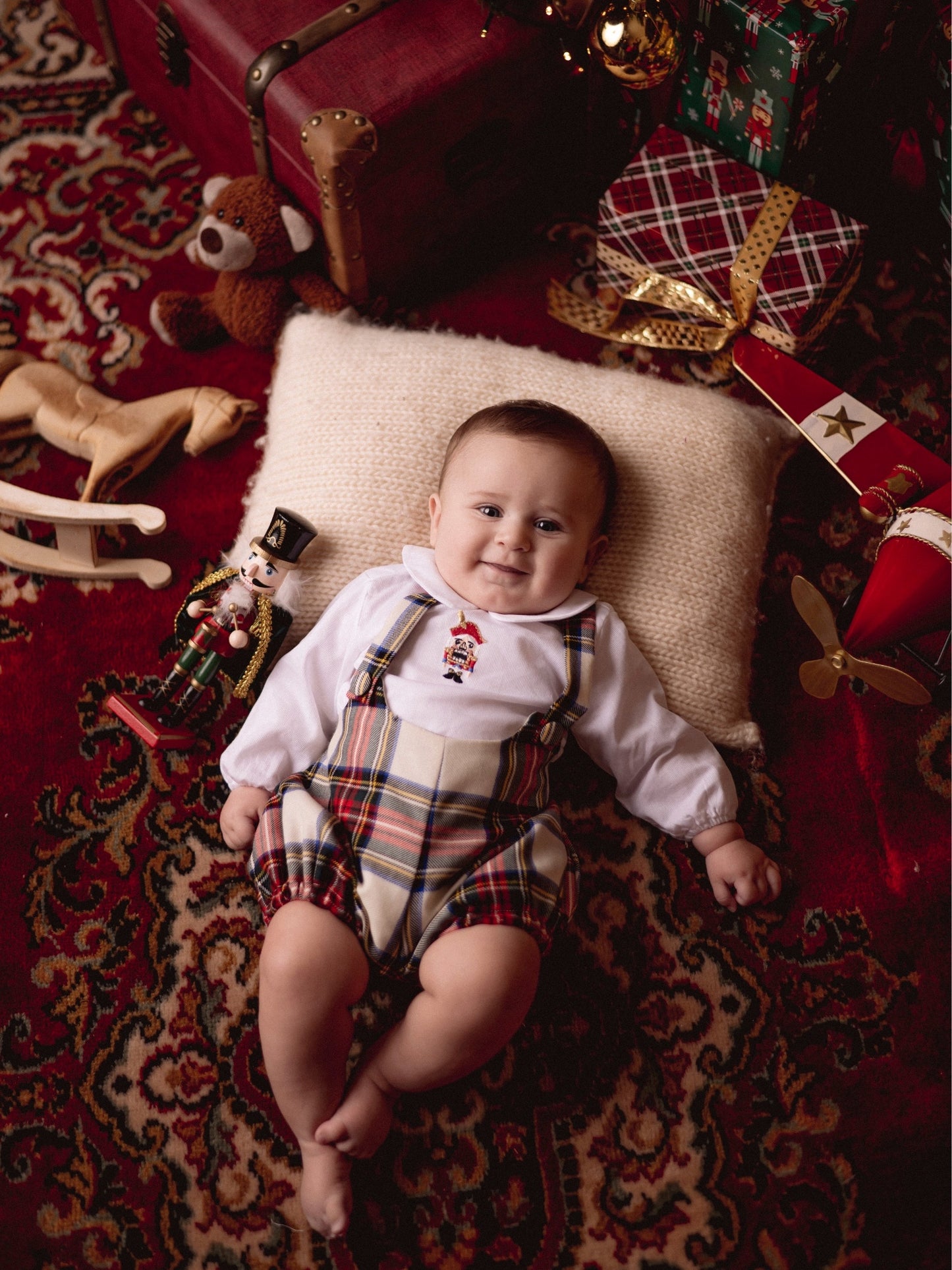 Camicia in Cotone Piquet con Colletto Peter Pan e Ricamo Schiaccianoci ( 3 mesi - 24 mesi ) | Embroidery Store Letizia