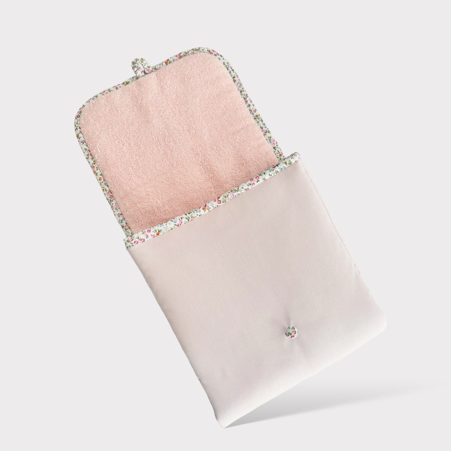 Fasciatoio da viaggio rosa con ricamo coniglietto