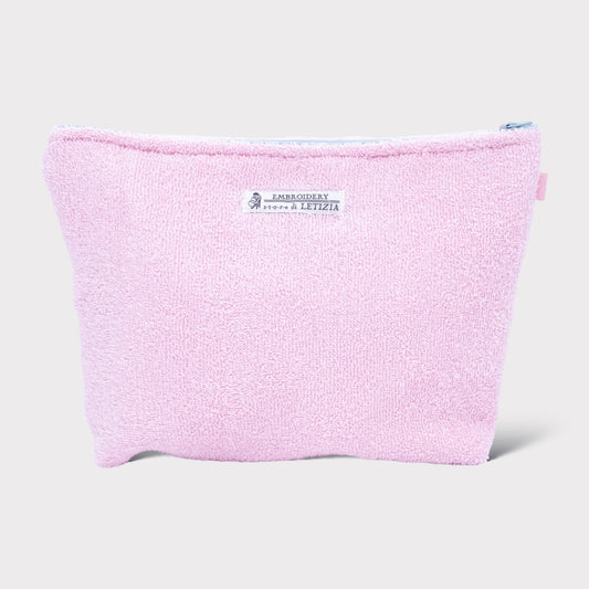 Necessaire in spugna rosa con orsetto fatina ricamato