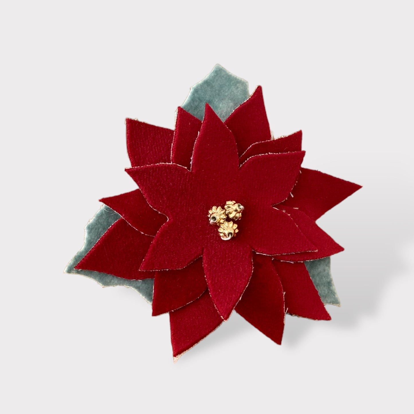 Weihnachtssternblume aus Samt mit Perlen - Elegante Schließe | Embroidery store Letizia