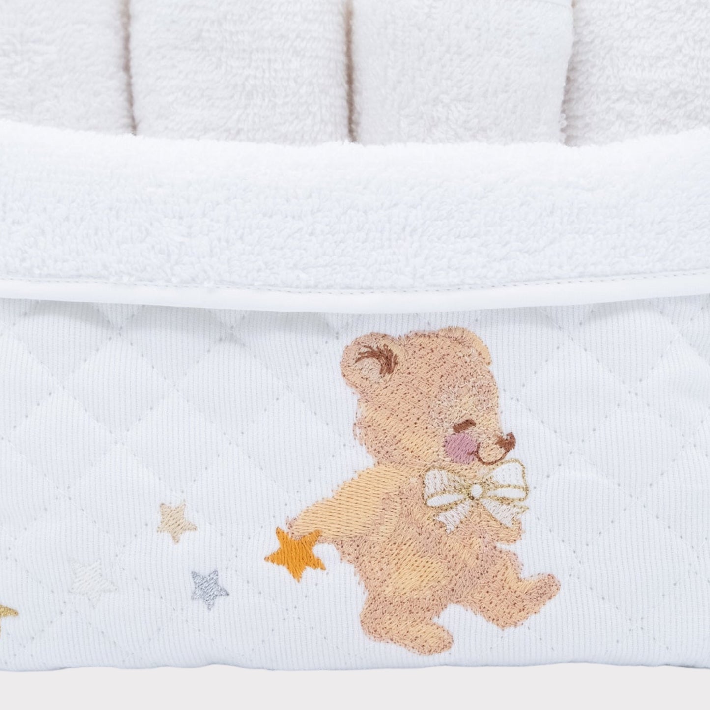 Ricamo orsetto sul cestino set lavette