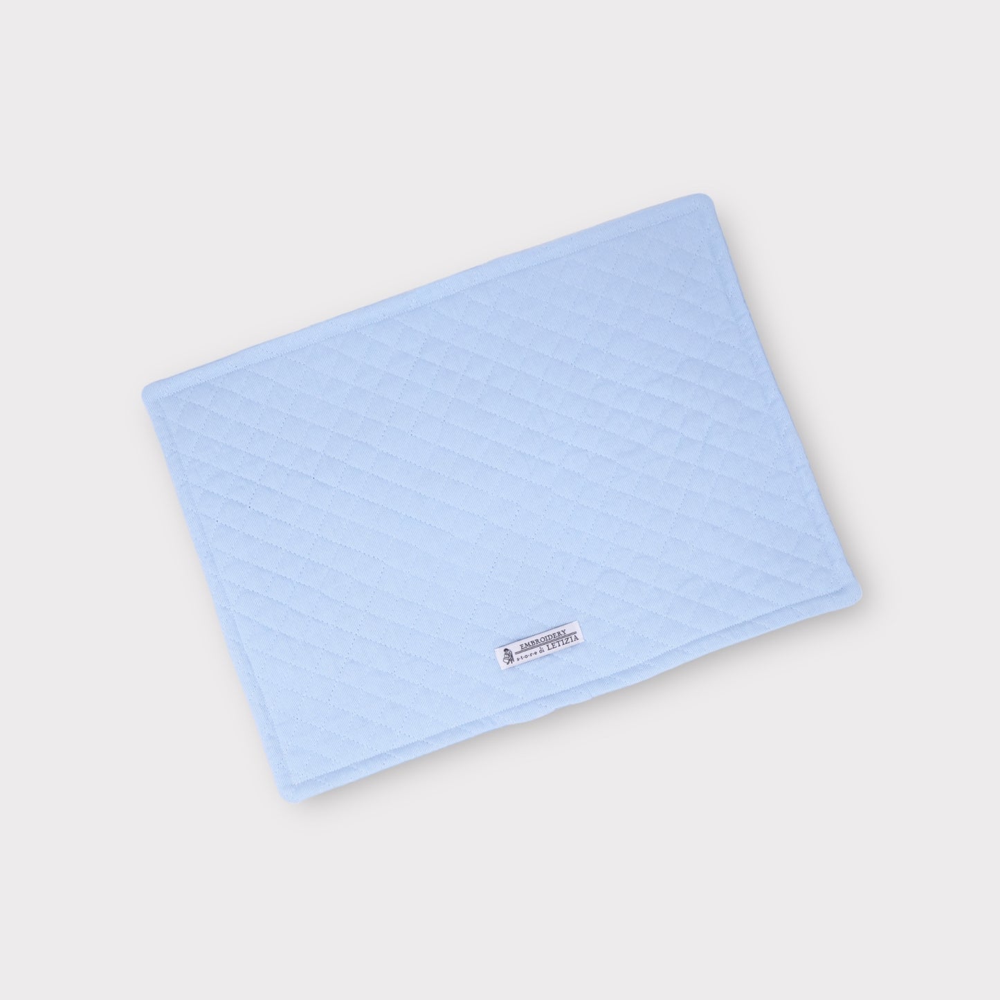 Tovaglietta personalizzata di Santa Claus - con Ricamo nome LEONARDO in Velluto Celeste | Embroidery Store Letizia