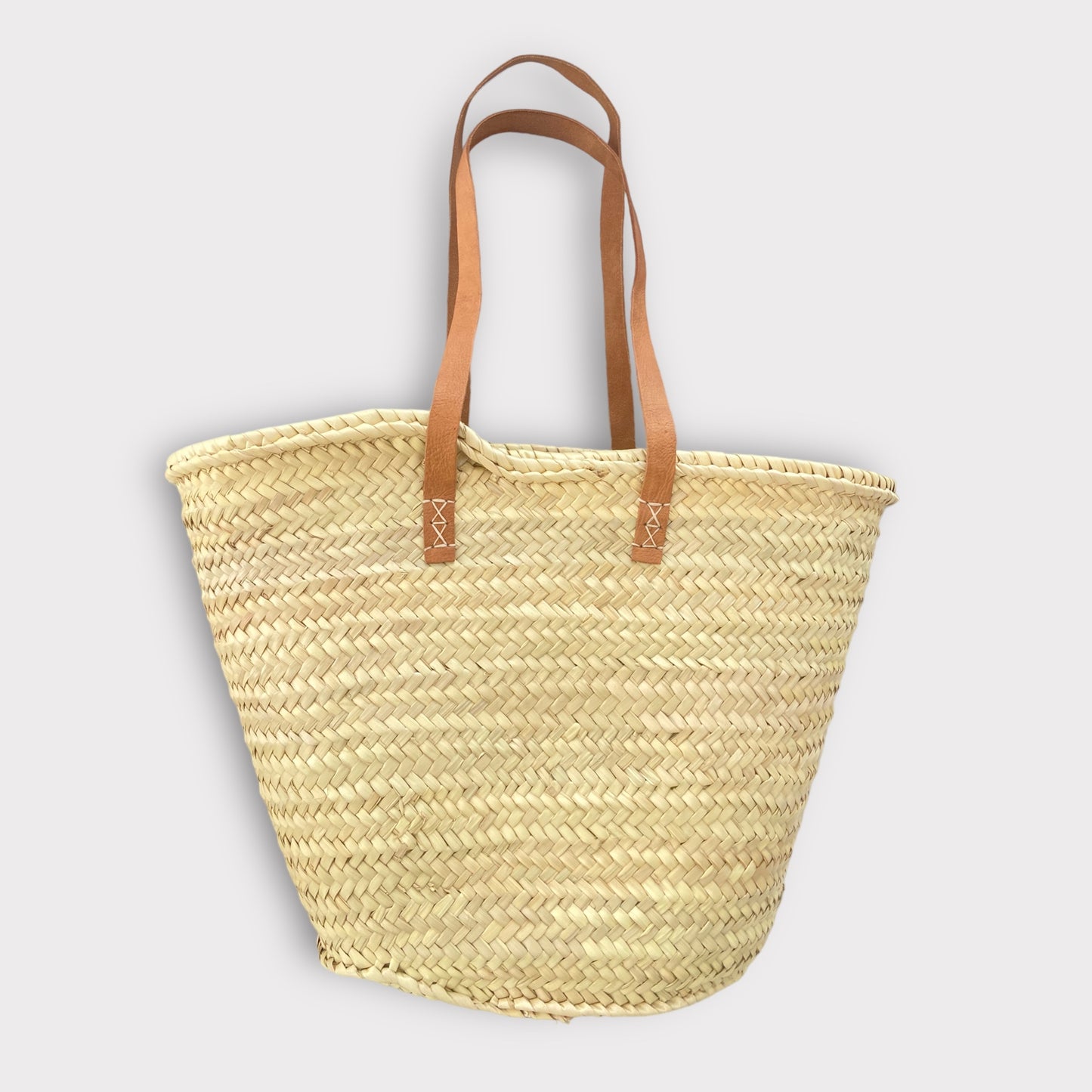 Maxi Borsa di Paglia Intrecciata a Mano con Manici in Cuoio | Artigianale e Personalizzata | Embroidery store di Letizia