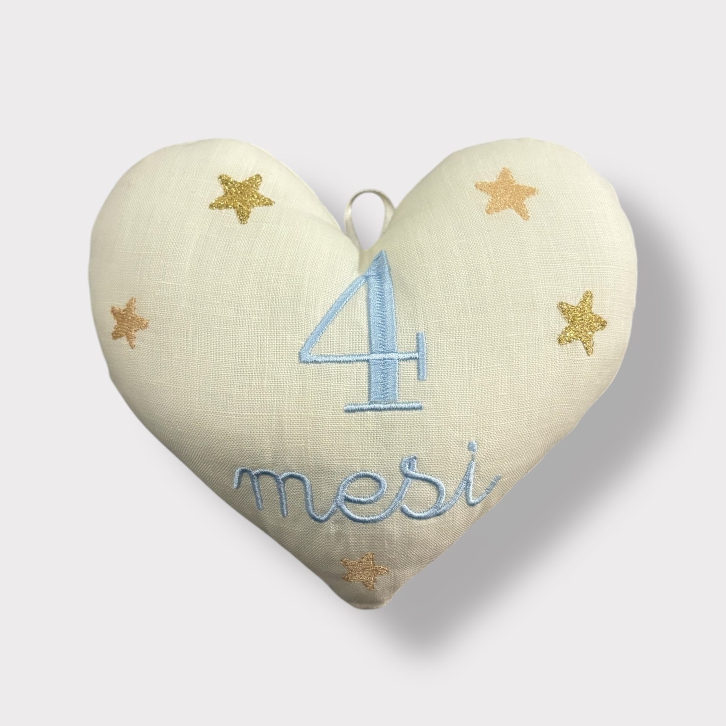 Cuore compimese nascita - Ricamo "4 mesi"