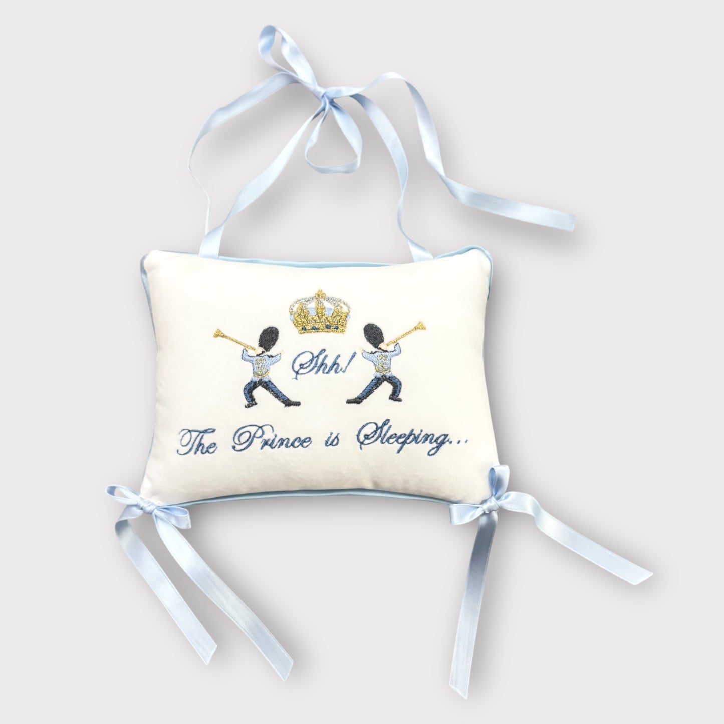 Cuscino per Porta "Shh The prince is Sleeping" Azzurro