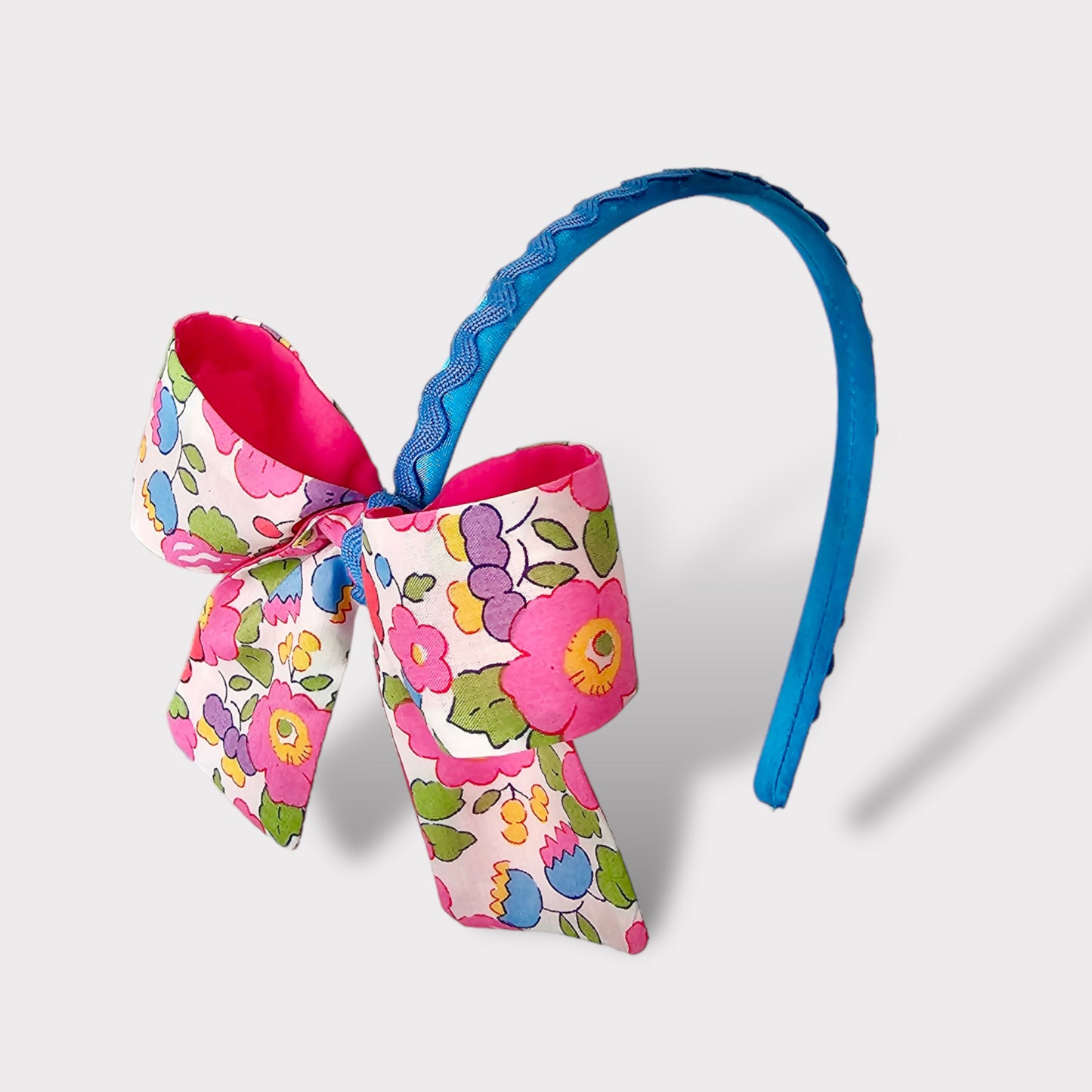 Cerchietto Satin Blu con Fiocco Liberty London - Embroidery store di Letizia