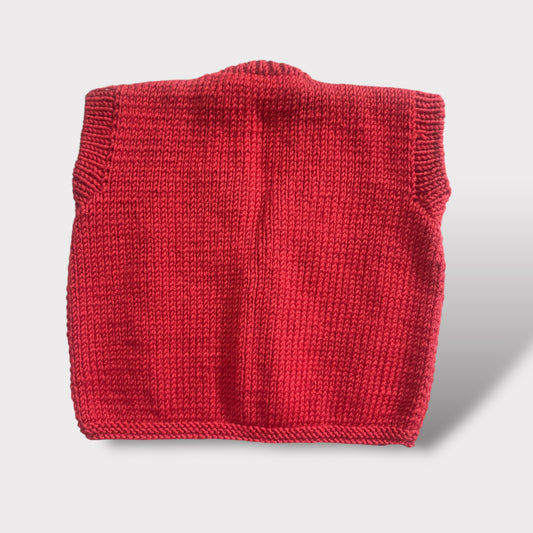 Gilet rosso lana merinos rossa anallergica - Tg. 3 a 36 mesi - Embroidery store Letizia