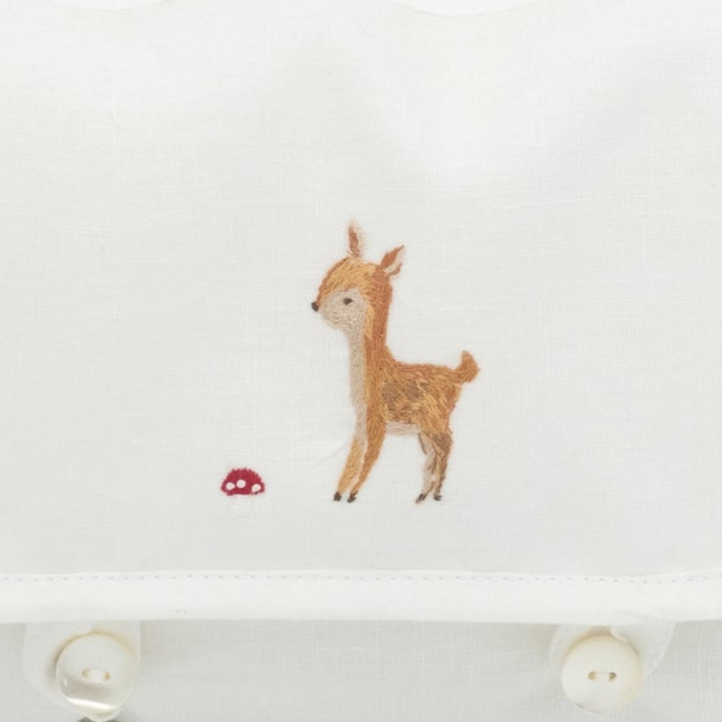 Borsa Bauletto per Neonati e Bambini Ricamato a Mano con Cerbiatto e Fungo in Lino Italiano | Embroidery Store di Letizia