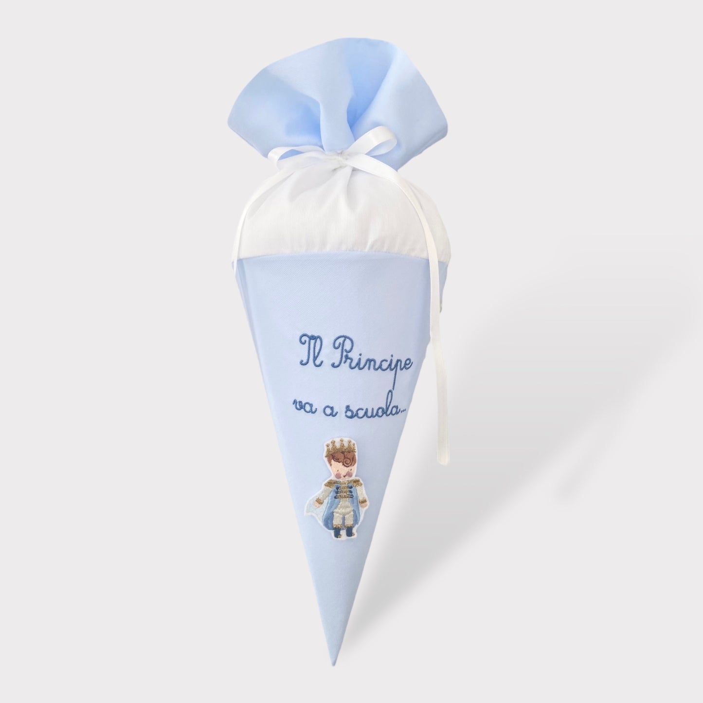 Schultüte "La Principessa va a Scuola" - Cono di Primo Giorno in Piquet di Cotone Rosa | Embroidery store Letizia