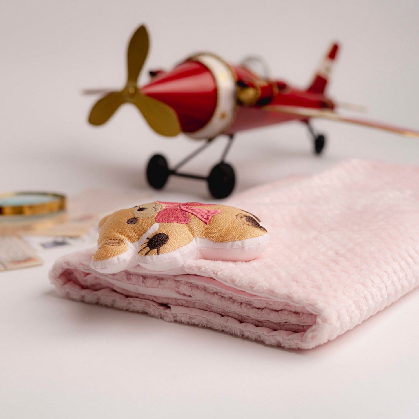 Copertina Dou Dou Rosa Confortevole e Morbida con Orsetto Ricamato | Embroidery store di Letizia