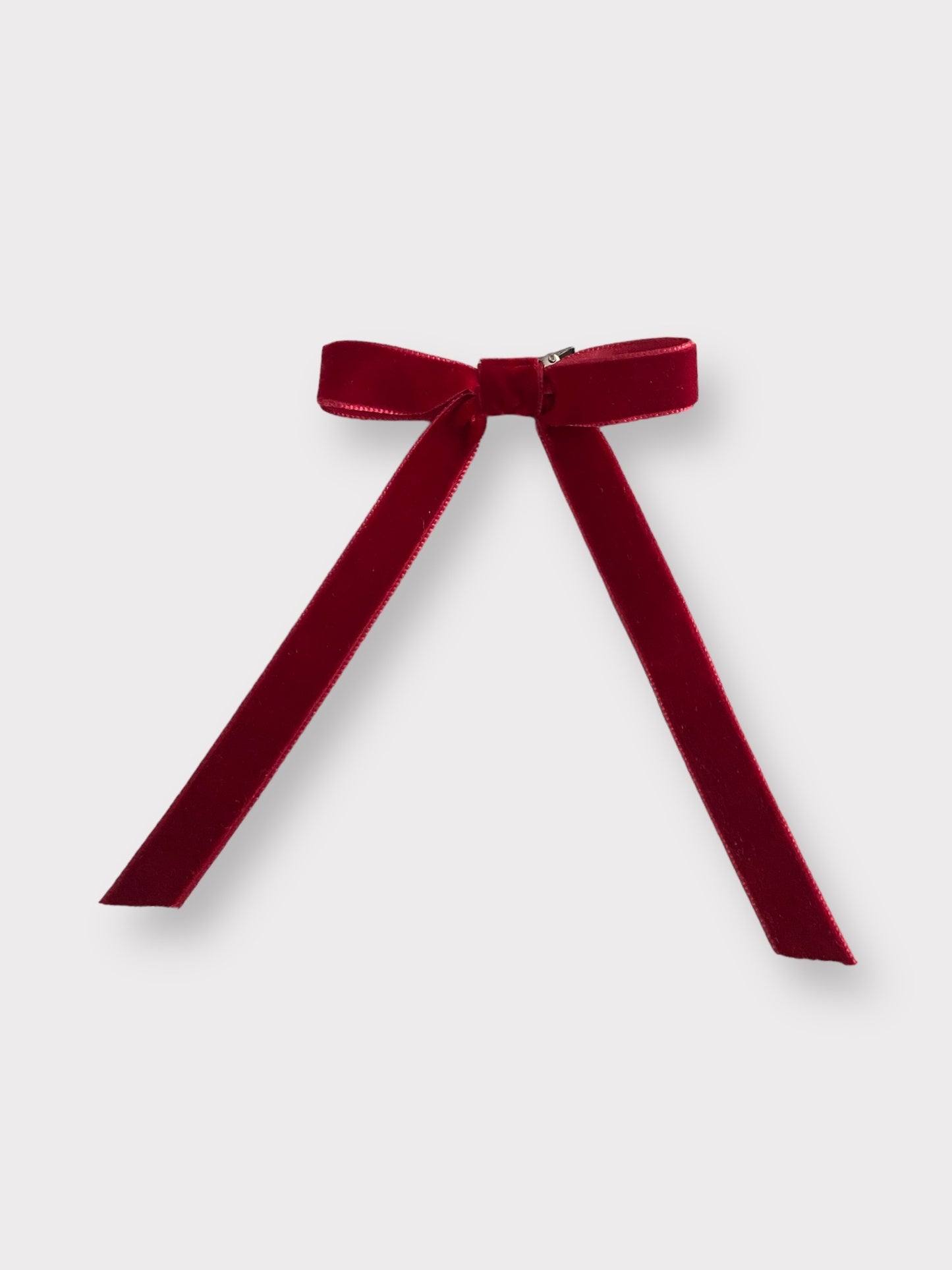 Clip con fiocco lungo in velluto rosso | Embroidery store Letizia