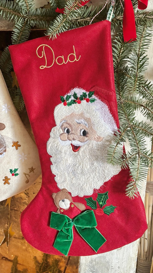 Maxi Calza Natalizia in Lana | Personalizzata | Santa Claus| Embroidery store Letizia