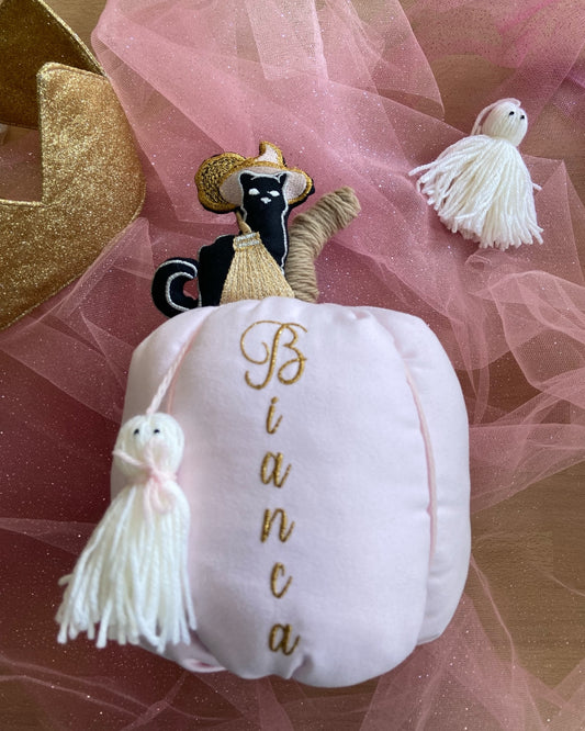 Zucca rosa decorativa personalizzata con il nome Bianca