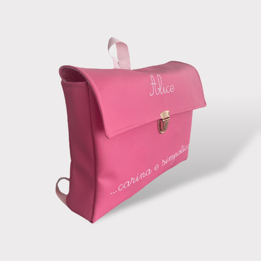 Cartellina in ecopelle rosa fragola e persoanilazzata