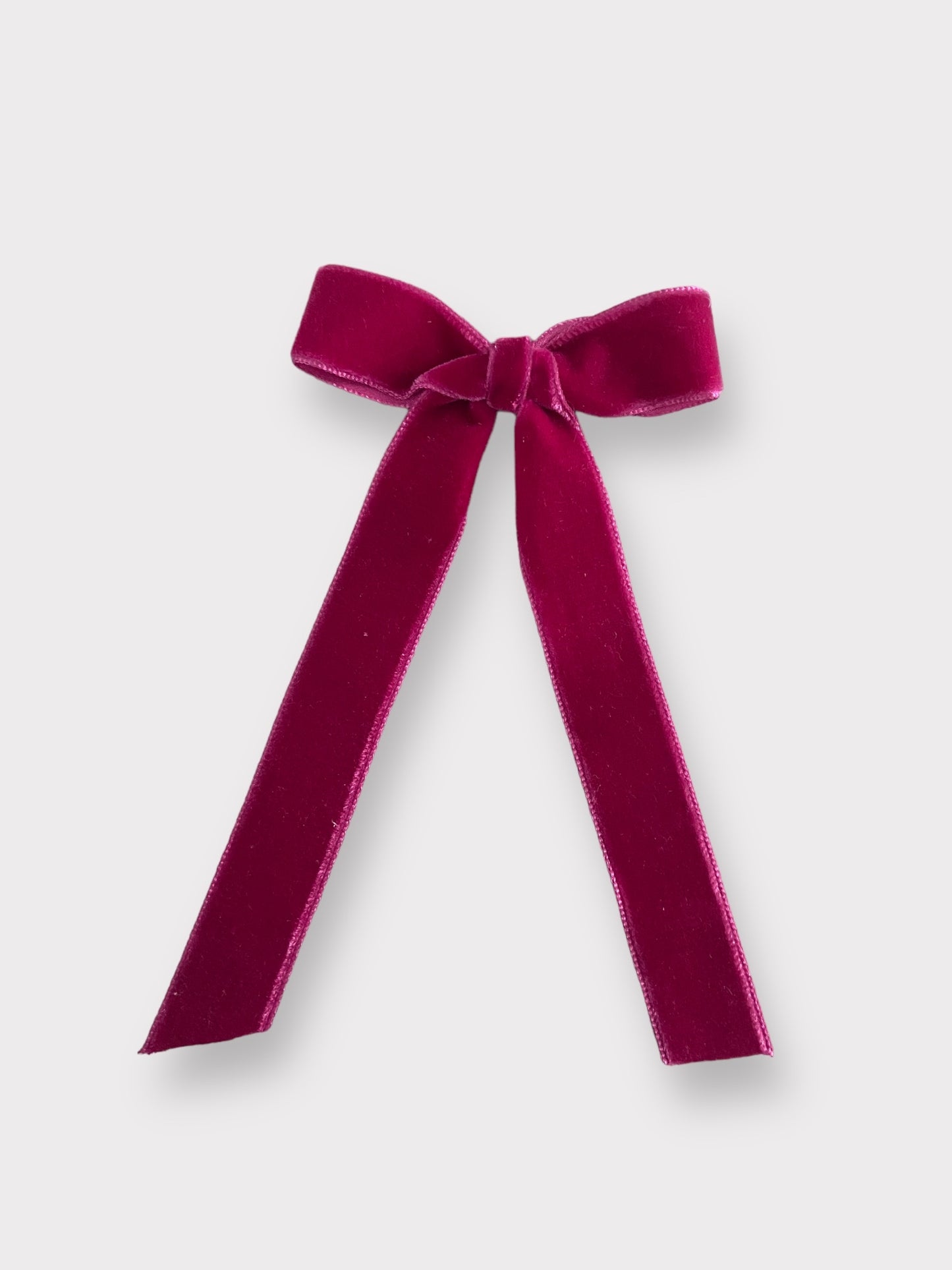 Clip con fiocco lungo in velluto fucsia | Embroidery store Letizia