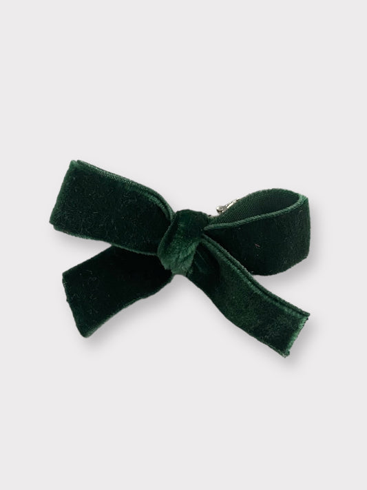Clip con fiocco medio in velluto verdone | Embroidery store Letizia