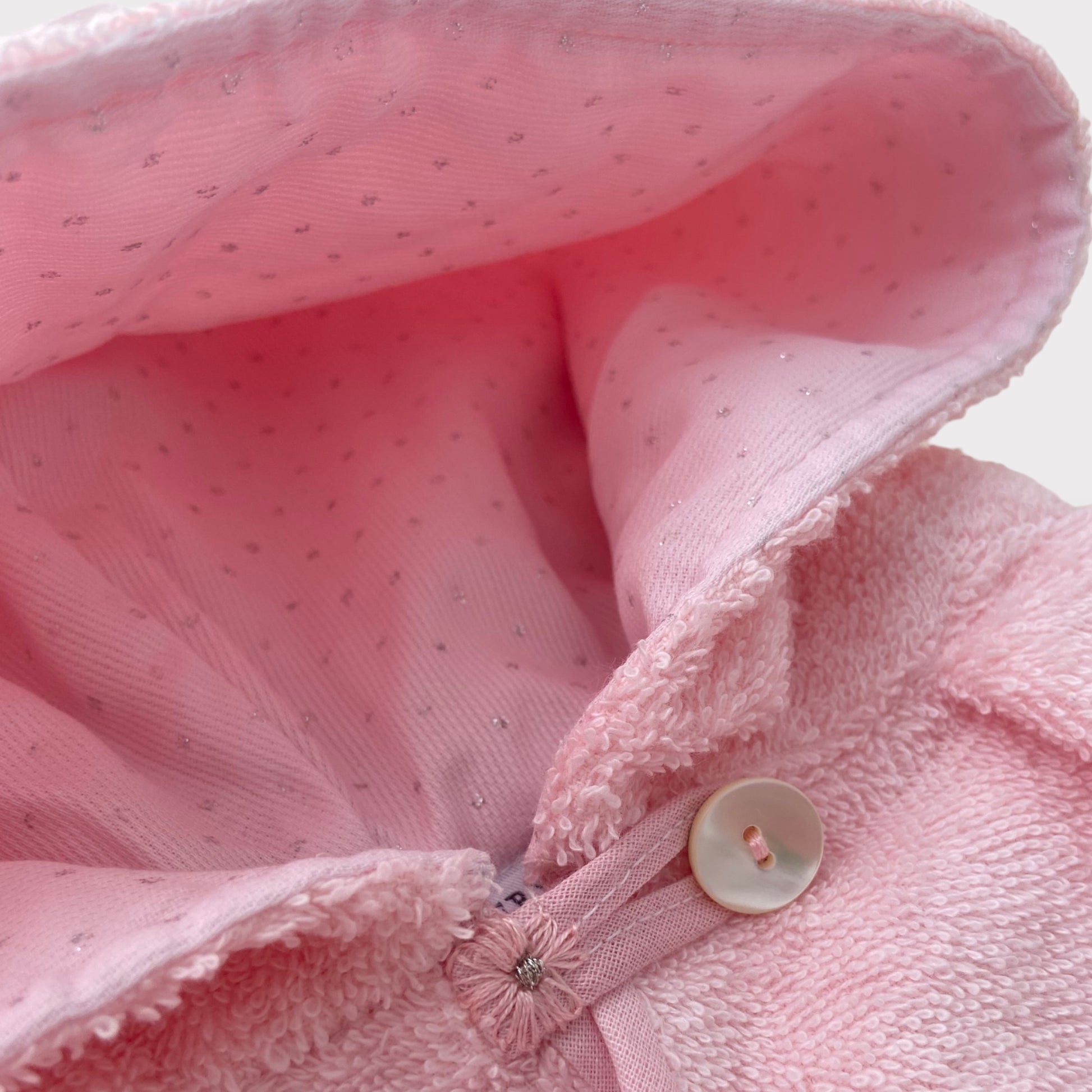 cappuccio foderato in cotone con tessuto rosa micro glitter