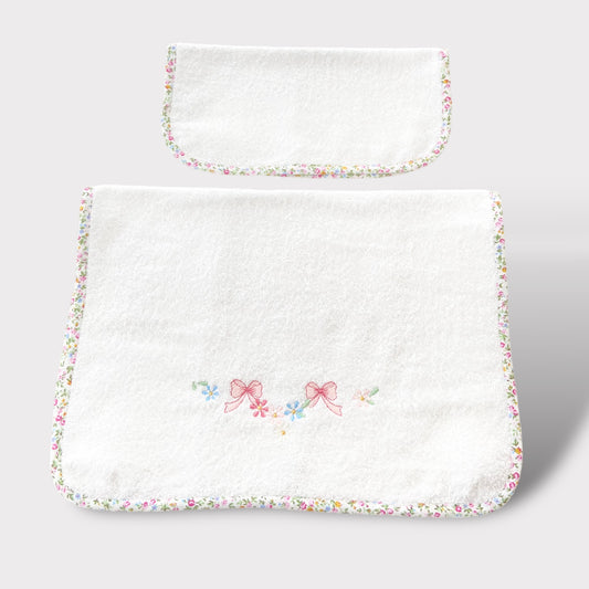 Set Duo Handtücher aus Baumwolle mit Liberty-Borte - Für Kinder| Embroidery store di Letizia