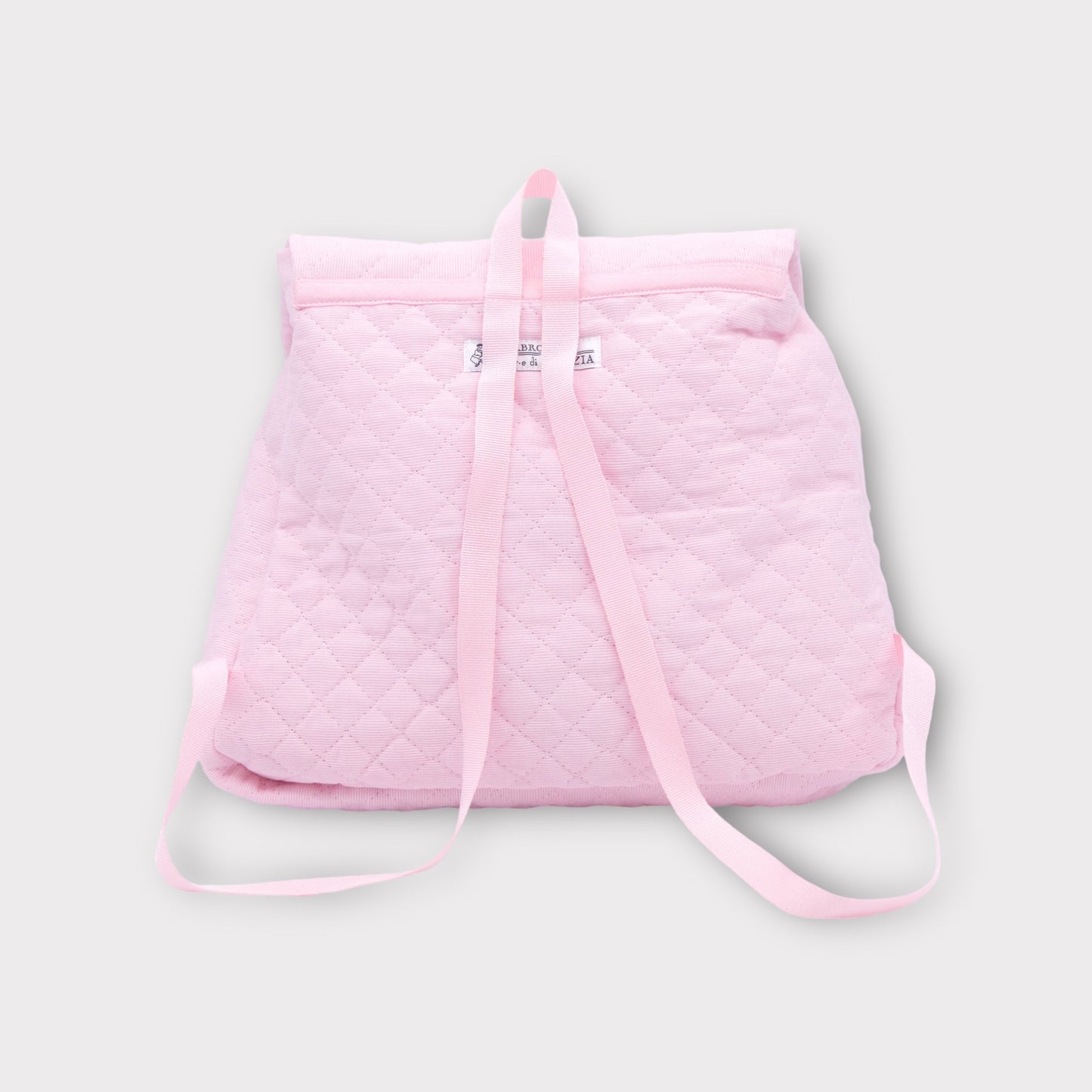 Pink quilted backpack with little fairy bear and embroidered stars