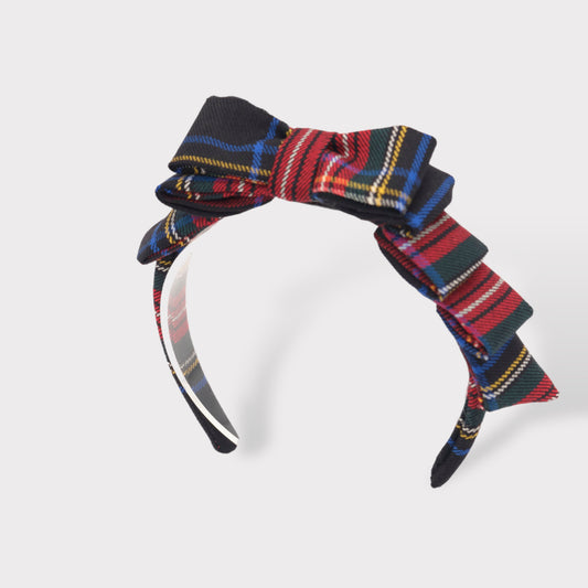 Cerchietto a Fiocco Tartan in Pura Lana | Embroidery store Letizia