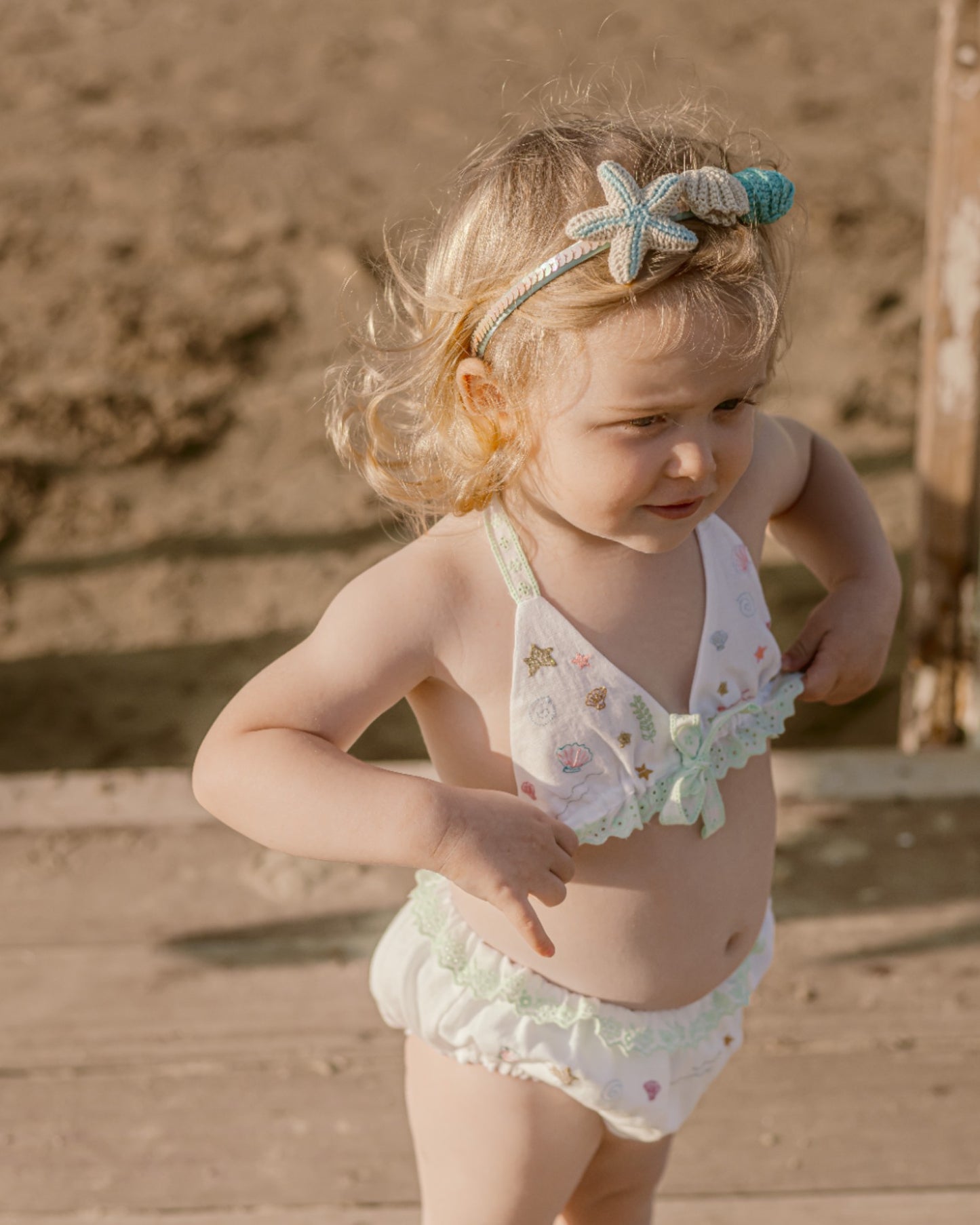 Two-piece swimming costume - shells and stars