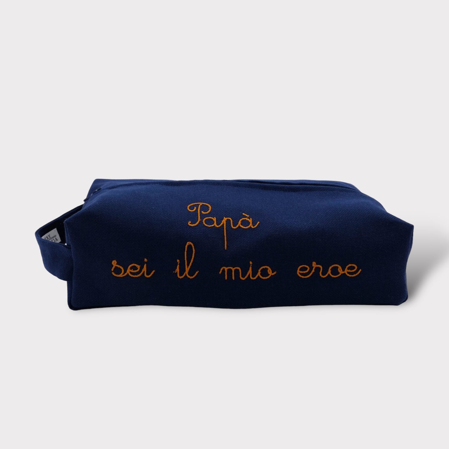 Trousse del Papà - beauty case pochette blue e ricamo