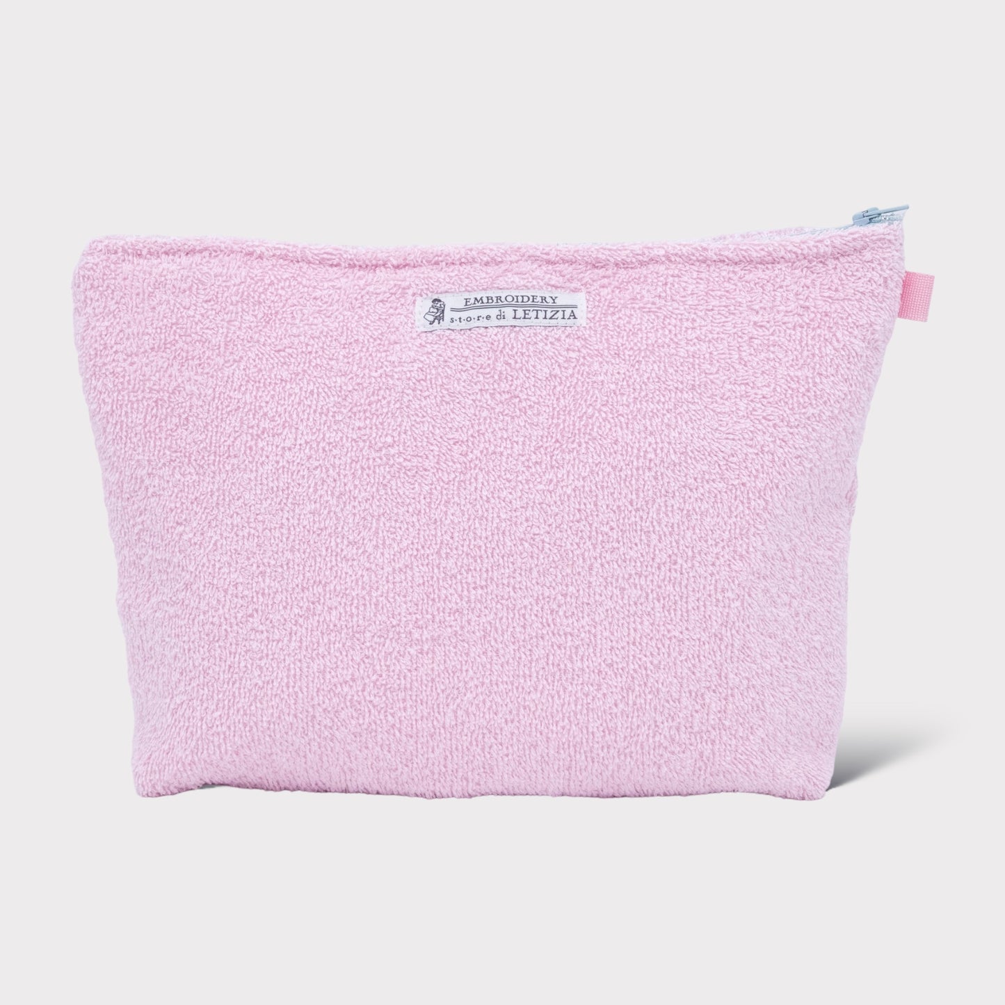 Necessaire in spugna rosa con monogramma e orso fatina ricamato