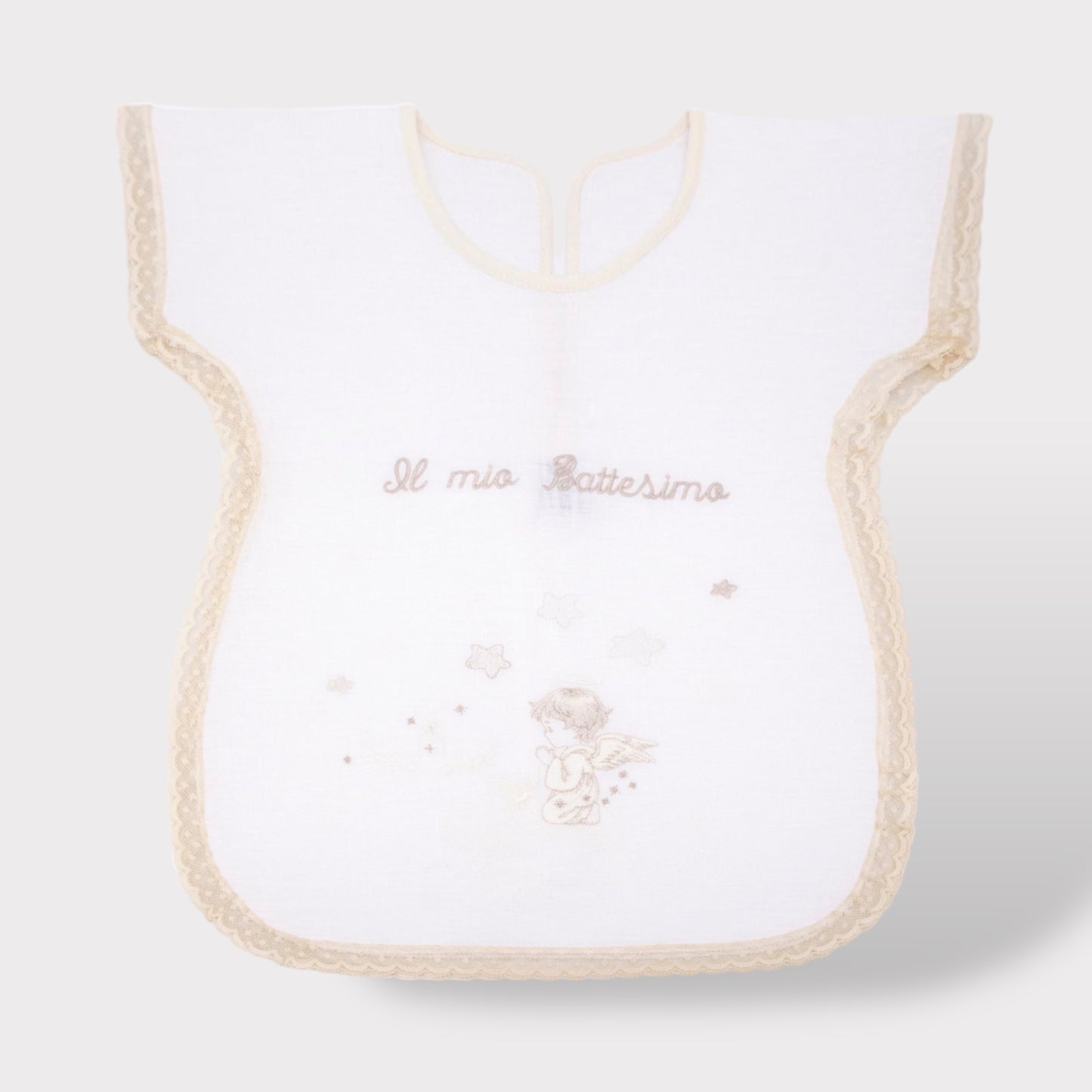 Baptism gown with embroidery and French lace