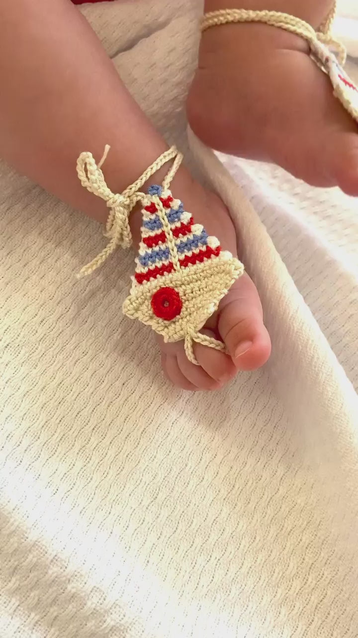 Infradito cavigliera in crochet per neonati. 