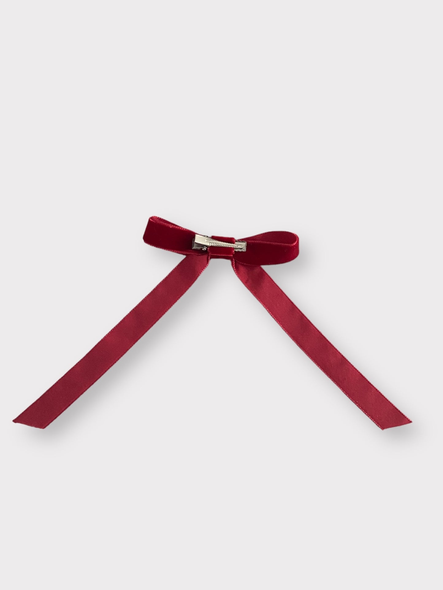 Clip con fiocco lungo in velluto fucsia | Embroidery store Letizia