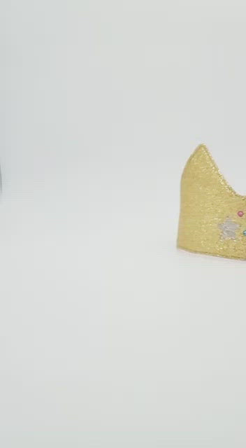 Couronne de paillettes d'or avec broderie - nom personnalisé