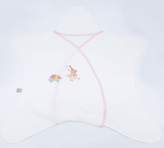 Star sleeping bag in linen with embroidered fairy bear